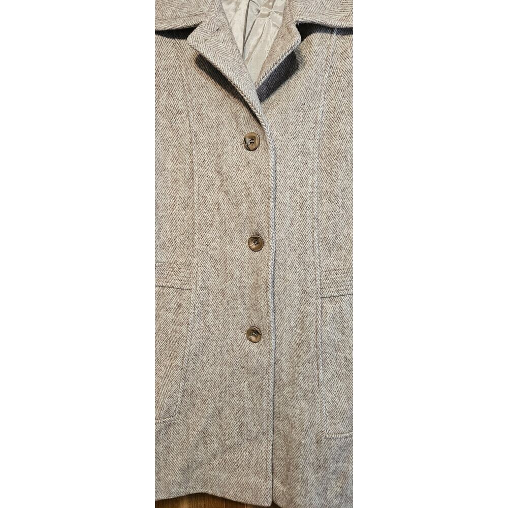 Herman Kay Herring Bone Pattern Wool Blend Coat - Picture 3 of 4